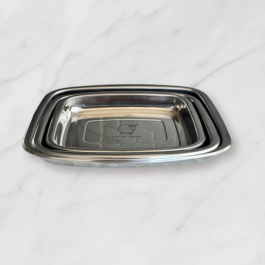 Conjunto de assadeiras 3 pçs inox Ovelha Chanel - Imagem 3